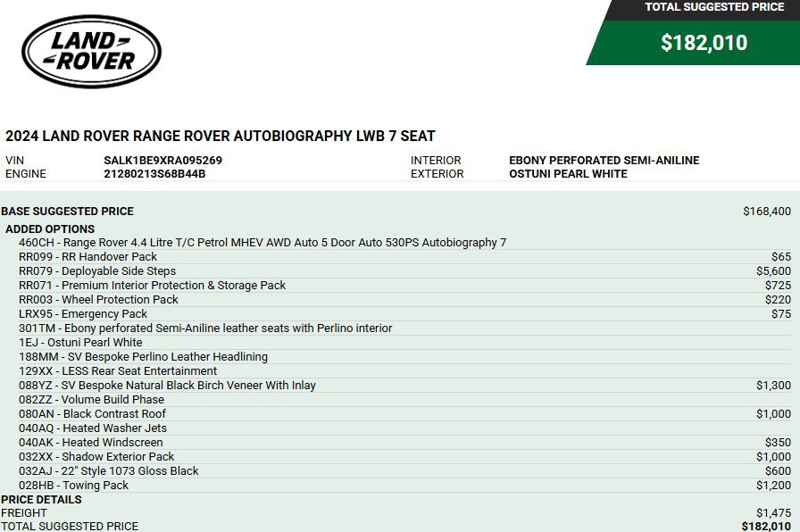 Used 2024 Land Rover Range Rover Long Wheelbase Autobiography AWD/4WD image 3