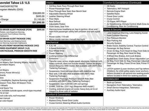 Used 2016 Chevrolet Tahoe LS w/ Enhanced Driver Alert Package image 6