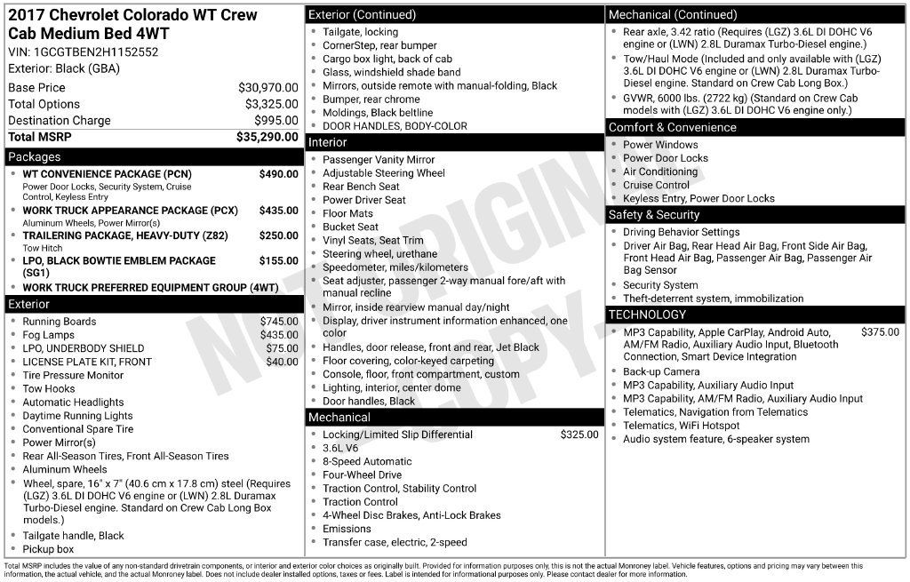 Used 2017 Chevrolet Colorado W/T w/ WT Convenience Package AWD/4WD image 5