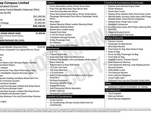 Certified 2021 Jeep Compass Limited w/ Sun and Sound Group image 47