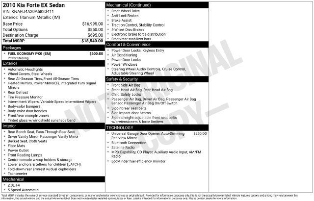 Used 2010 Kia Forte EX w/ Fuel Economy Pkg FWD image 18
