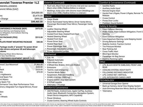 Used 2018 Chevrolet Traverse Premier w/ Driver Confidence II Package FWD image 3