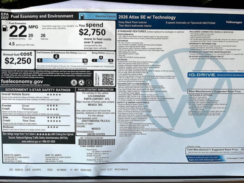 New 2026 Volkswagen Atlas SE image 19