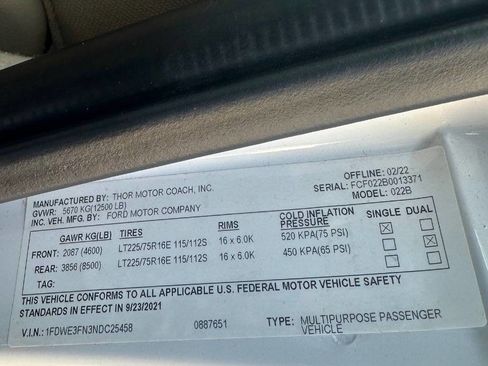 Used 2022 Ford E-350 and Econoline 350 Super Duty w/ Motorhome Prep Package image 23