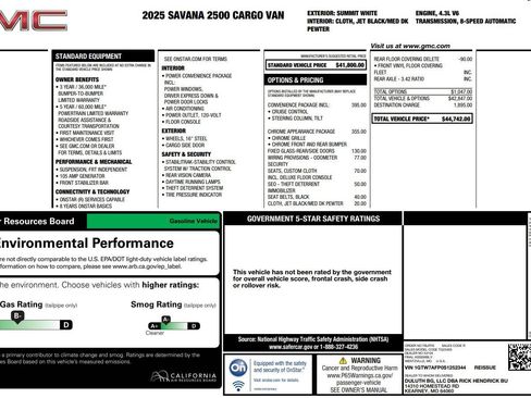 Used 2025 GMC Savana 2500 w/ Driver Convenience Package RWD image 2