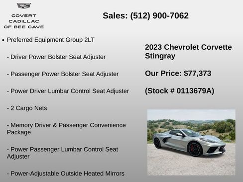 Used 2023 Chevrolet Corvette Stingray Preferred Conv w/ Z51 Performance Package RWD image 6