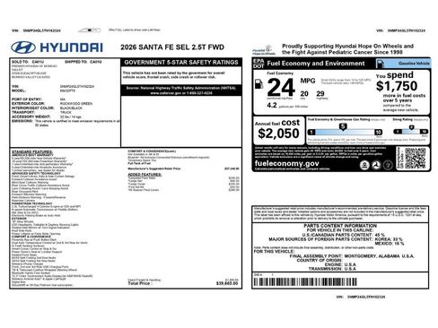 Used 2026 Hyundai Santa Fe SEL FWD image 2