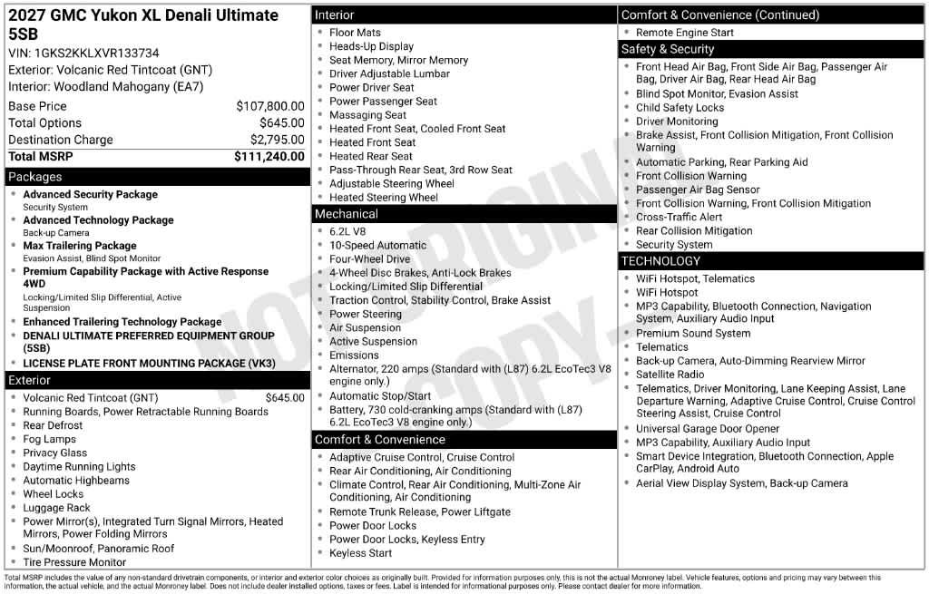 New 2027 GMC Yukon XL Denali Ultimate AWD/4WD image 25
