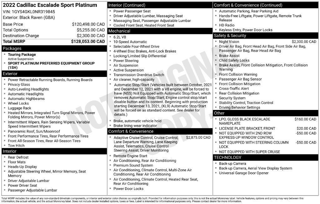 Certified 2022 Cadillac Escalade Sport Platinum AWD/4WD image 3