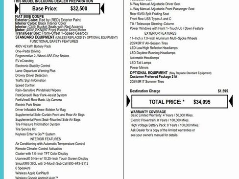 Used 2024 FIAT 500 e (RED) image 3