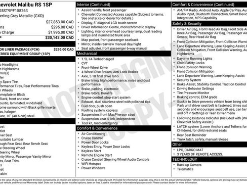 Certified 2023 Chevrolet Malibu RS w/ LPO, Floor Liner Package image 10