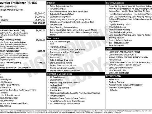Used 2022 Chevrolet TrailBlazer RS w/ Sun and Liftgate Package FWD image 23