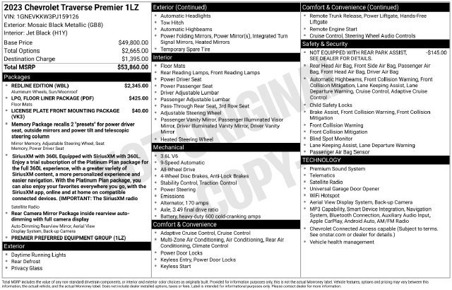 Used 2023 Chevrolet Traverse Premier w/ Redline Edition AWD/4WD image 3