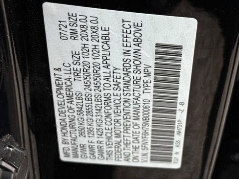 Certified 2022 Honda Pilot Black Edition image 26