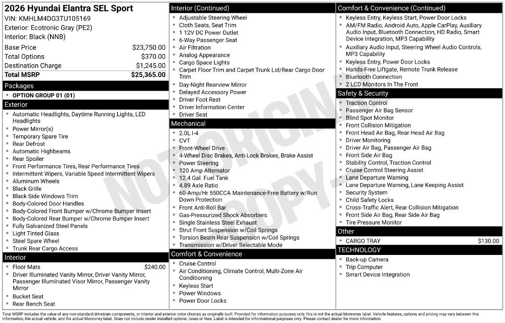 Certified 2026 Hyundai Elantra Sport FWD image 29