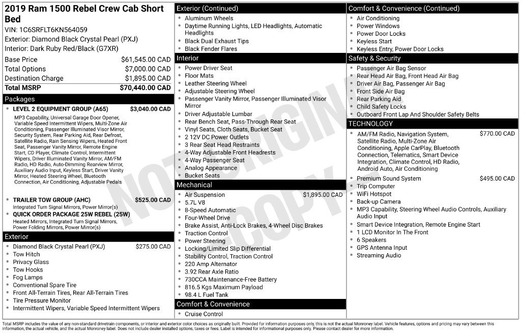 Used 2019 RAM 1500 Rebel w/ Level 2 Equipment Group AWD/4WD image 2