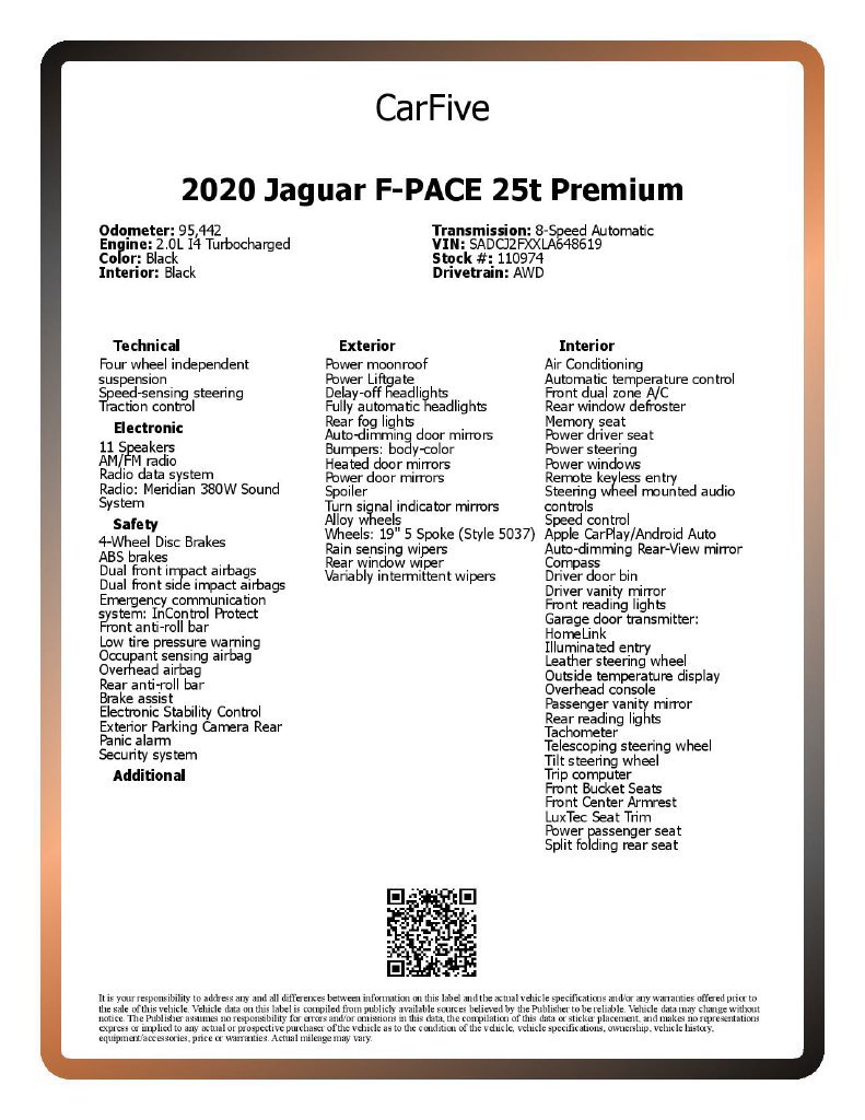 Used 2020 Jaguar F-PACE Premium AWD/4WD image 27