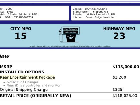 Used 2008 BMW ALPINA B7 image 4