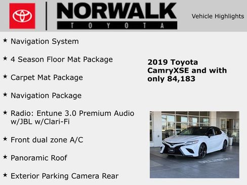 Certified 2019 Toyota Camry XSE w/ Navigation Package image 10