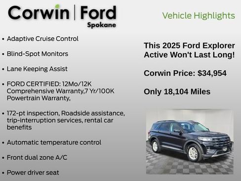 Certified 2025 Ford Explorer Active image 7