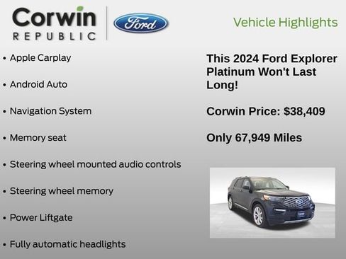 Used 2024 Ford Explorer Platinum w/ Technology Package image 7