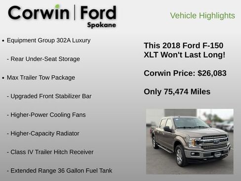 Used 2018 Ford F150 XLT w/ Equipment Group 302A Luxury AWD/4WD image 18