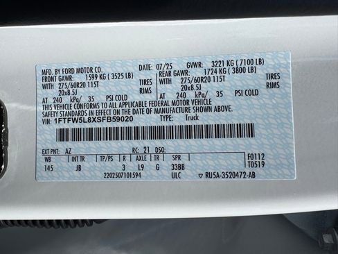 New 2025 Ford F150 Lariat w/ Equipment Group 501A Mid image 50