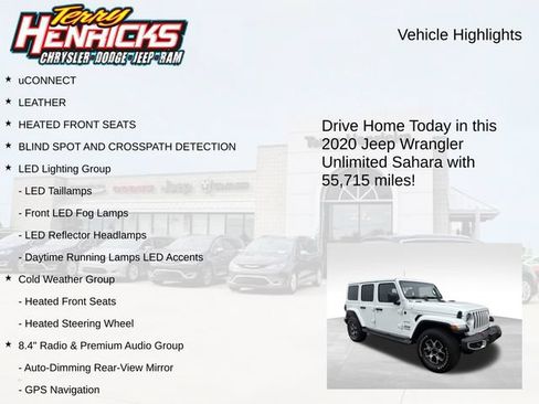 Used 2020 Jeep Wrangler Unlimited Sahara w/ Uconnect 4C Nav & Sound Group AWD/4WD image 4