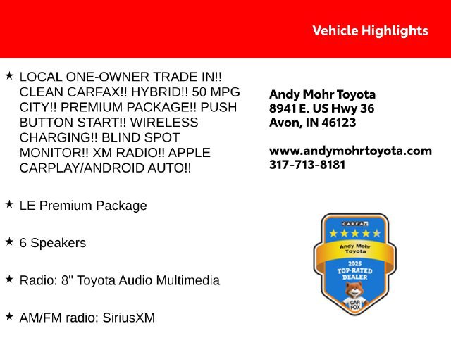 Used 2025 Toyota Corolla LE w/ LE Premium Package FWD image 2