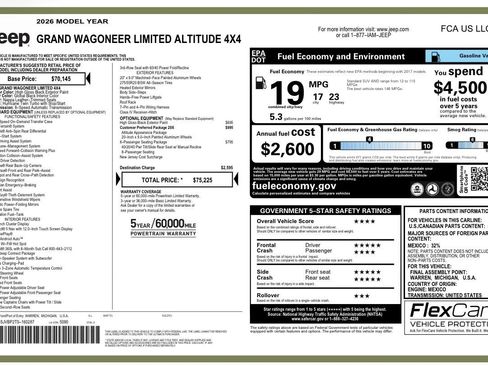 Used 2026 Jeep Grand Wagoneer Limited w/ 8-Passenger Seating Package AWD/4WD image 27