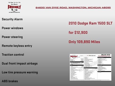 Used 2010 Dodge Ram 1500 Truck SLT w/ Remote Start & Security Group AWD/4WD image 5