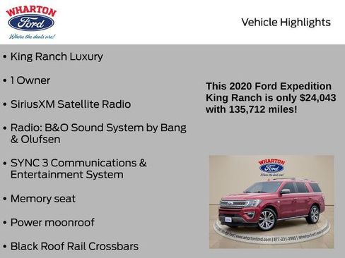 Certified 2020 Ford Expedition King Ranch w/ Cargo Package RWD image 6