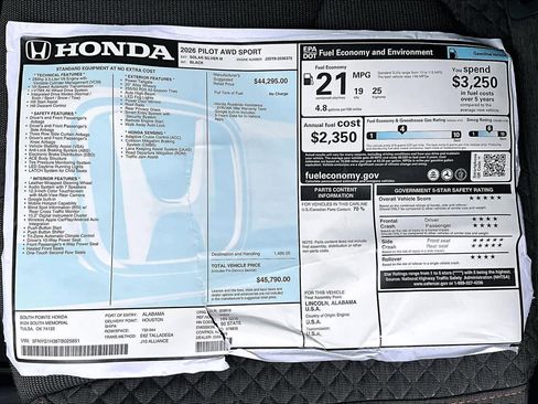 New 2026 Honda Pilot Sport image 22
