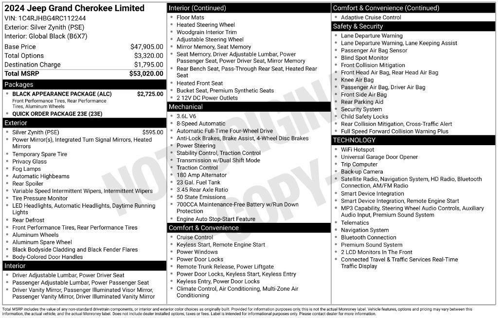 Certified 2024 Jeep Grand Cherokee Limited w/ Black Appearance Package AWD/4WD image 44