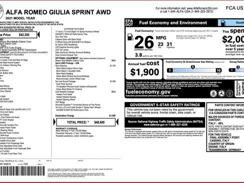 Used 2021 Alfa Romeo Giulia Sprint w/ Nero Edizione image 2