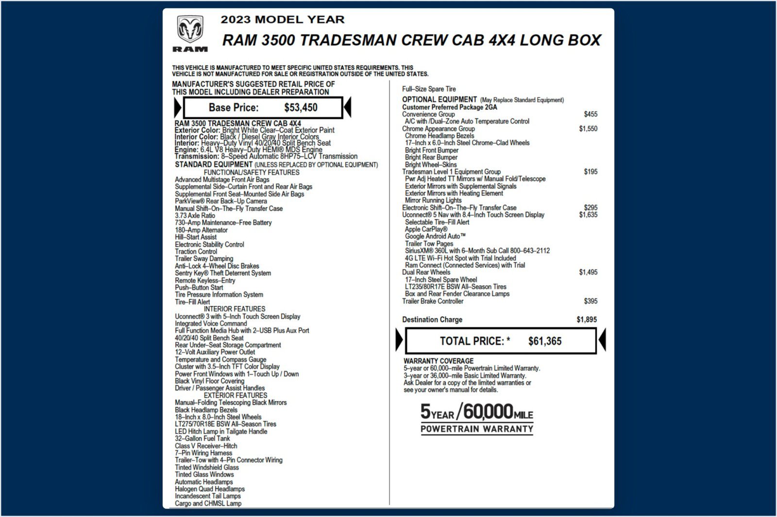 Used 2023 RAM 3500 Tradesman w/ Chrome Appearance Group AWD/4WD image 2