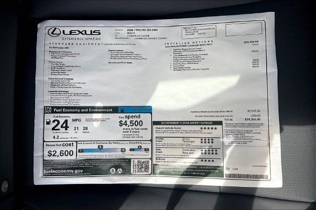 New 2026 Lexus RX 350 Premium w/ Accessory Package (2T) AWD/4WD image 14