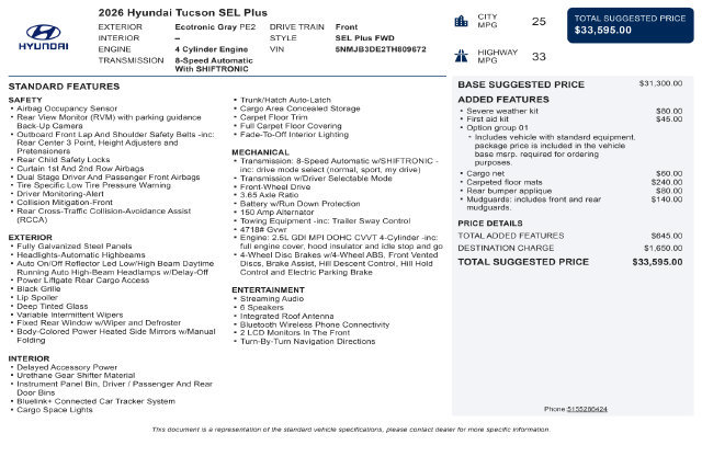 New 2026 Hyundai Tucson SEL Plus FWD image 39