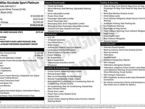 Used 2025 Cadillac Escalade Sport Platinum w/ LPO, Floor Liner Package AWD/4WD image 3