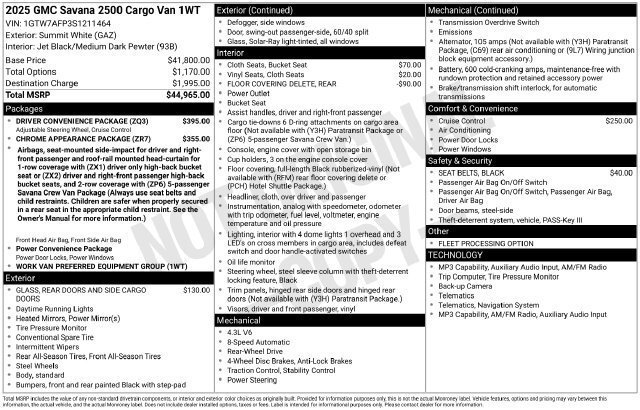 Used 2025 GMC Savana 2500 w/ Driver Convenience Package RWD image 23