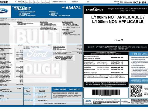 Used 2022 Ford Transit 250 148 High Roof Extended AWD w/ Parcel Delivery Package image 3