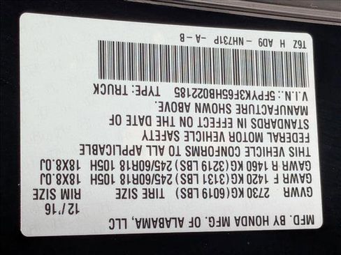 Used 2017 Honda Ridgeline RTL-T image 24