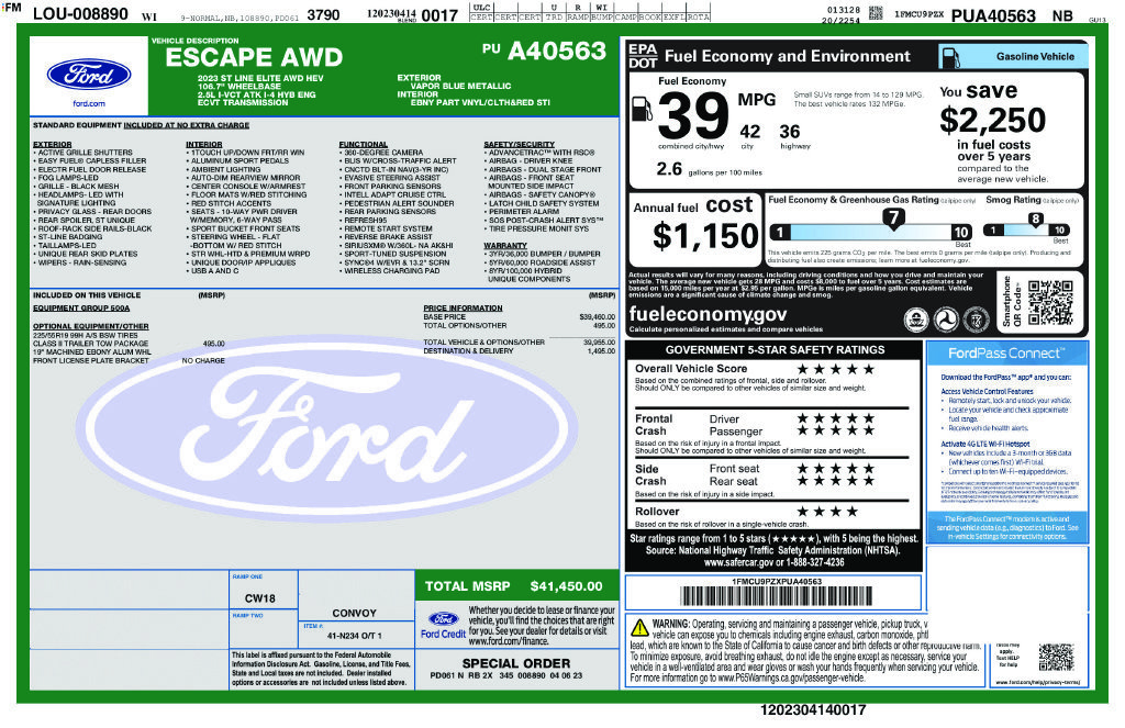 Used 2023 Ford Escape ST-Line Elite w/ Class II Trailer Tow Package AWD/4WD image 2