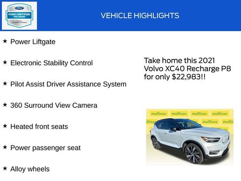 Used 2021 Volvo XC40 P8 Recharge w/ Advanced Package AWD/4WD image 18