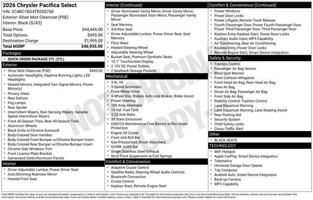 Used 2026 Chrysler Pacifica Select FWD image 28