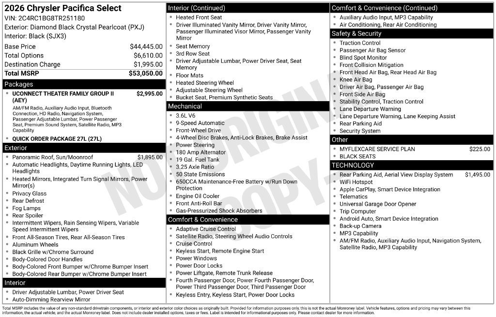 New 2026 Chrysler Pacifica Select FWD image 3