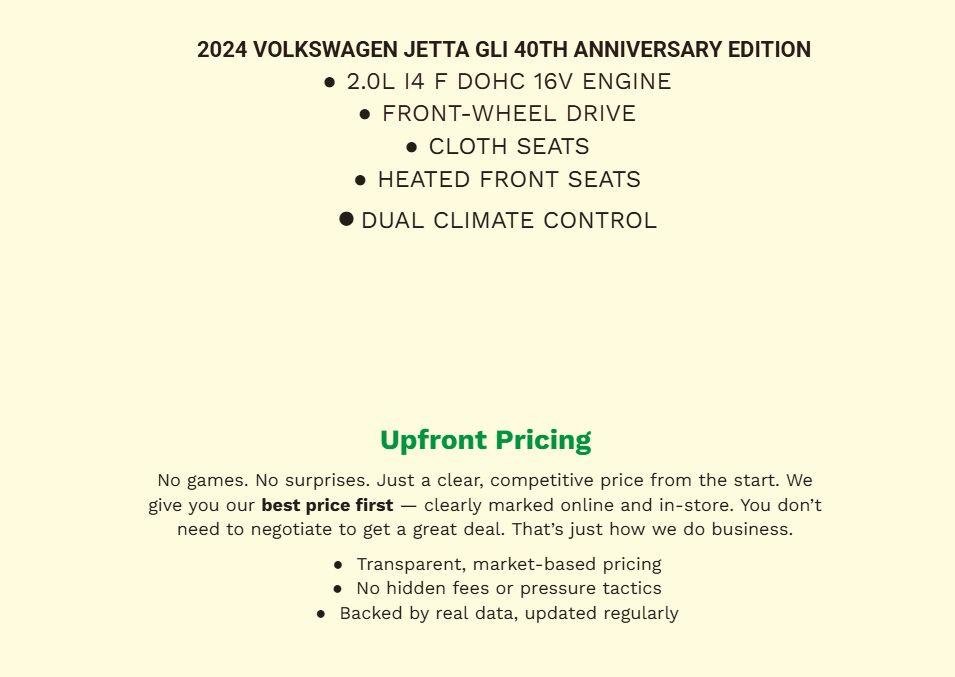 Used 2024 Volkswagen Jetta GLI 40th Anniversary Edition FWD image 2