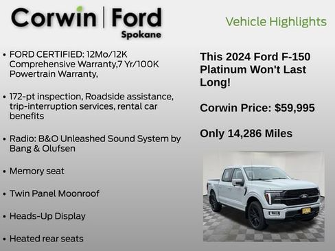 Certified 2024 Ford F150 Platinum image 19