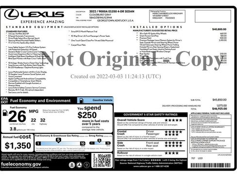 Used 2022 Lexus ES 350 w/ Premium Package FWD image 3