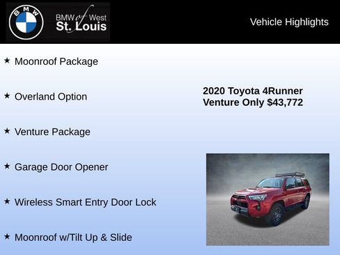 Used 2020 Toyota 4Runner Venture w/ Moonroof Package AWD/4WD image 8